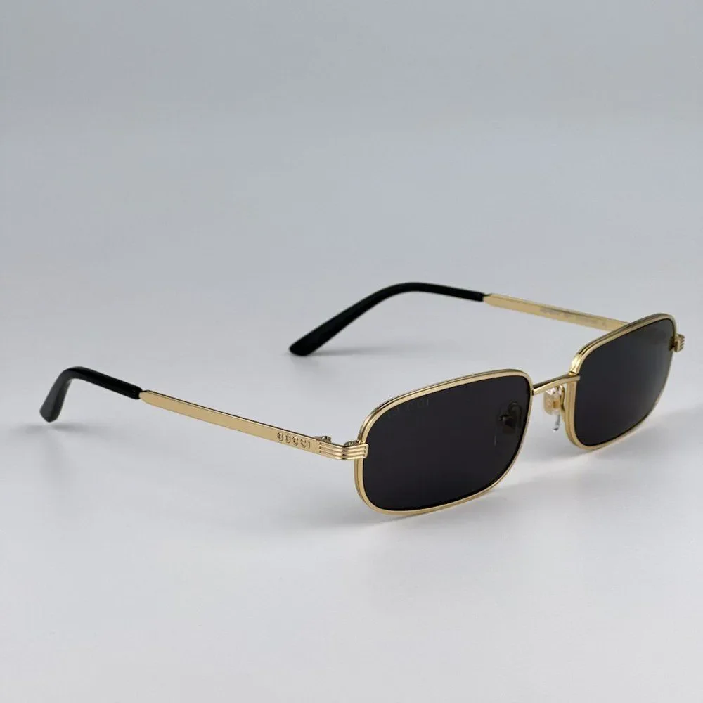 NEW Gucci GG1457S 001 Gold Grey Rectangle Metal Unisex Sunglasses GG 1457S - Picture 8 of 14